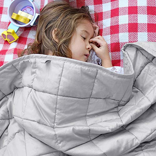 ZonLi Kid Weighted Blanket 5 lbs(36''x48'', Light Grey), Cooling