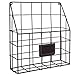 Brown Metal Wire Wall Magazine Rack Bin/Newspaper Rack/Wall Mounted Mail Sorter with Chalkboard Label