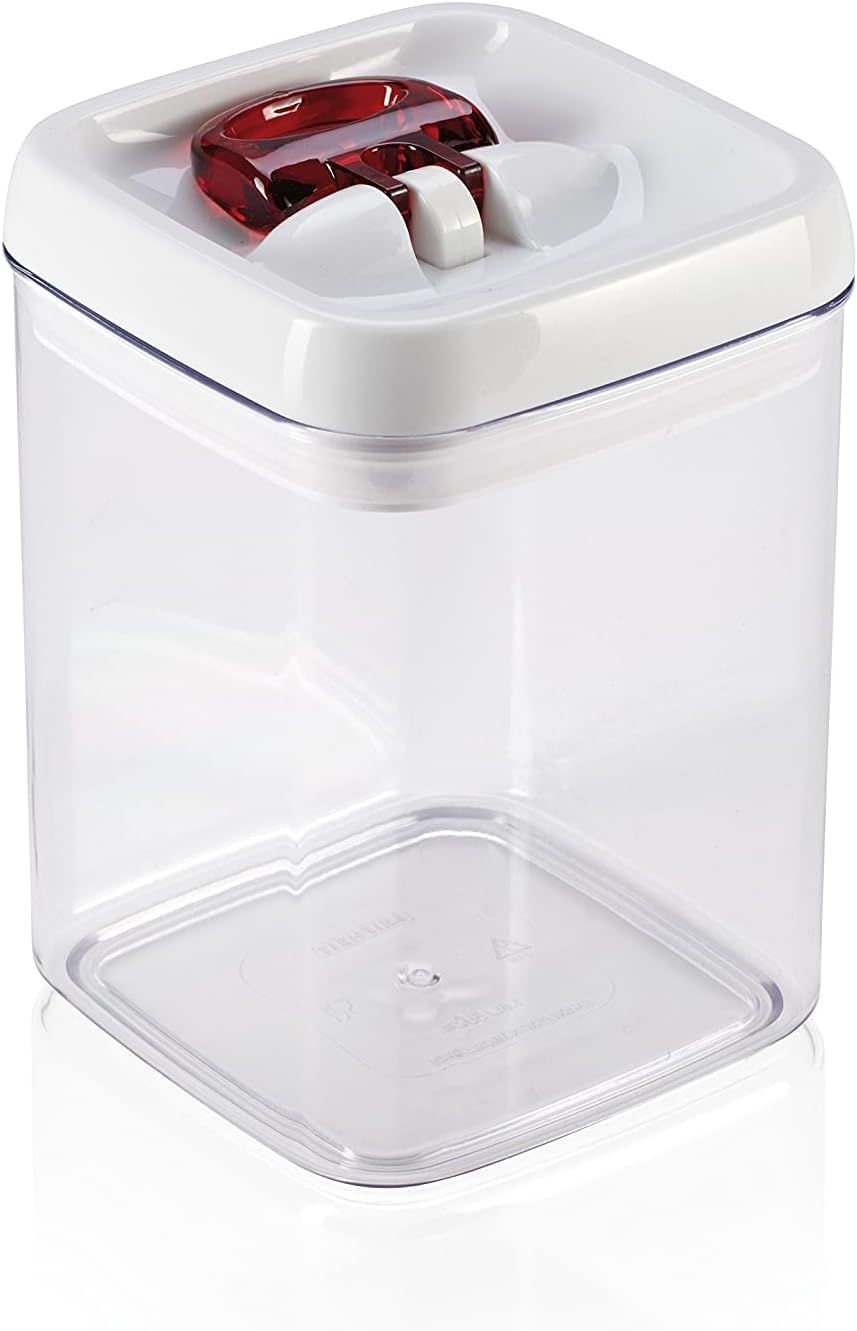 Leifheit Fresh and Easy 1.6 L Square Storage Container, Dry Food Storage, Airtight Storage, Storing Rice or Nuts, 1.6 L capacity