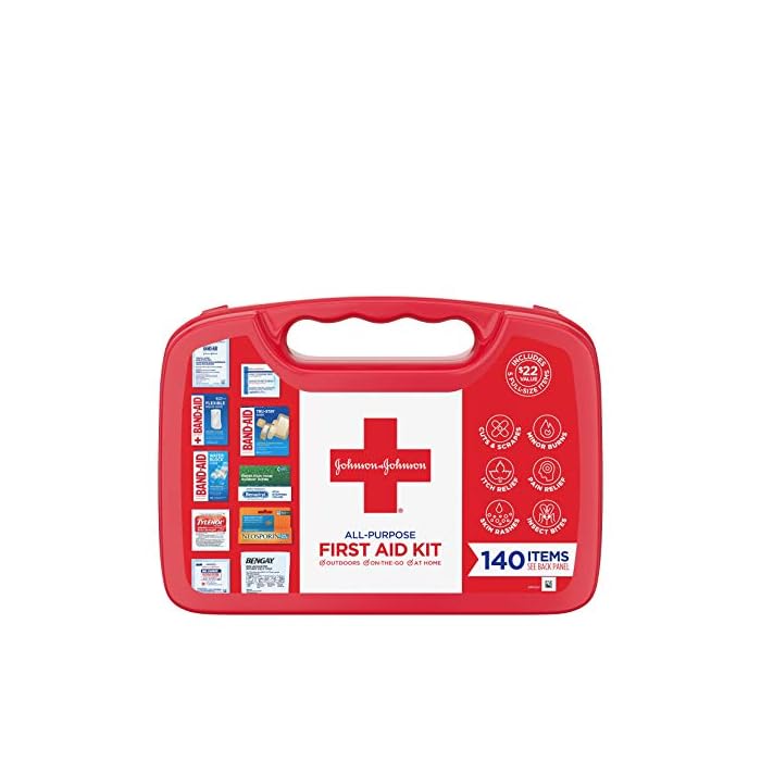 Johnson & Johnson All-Purpose Portable Compact First Aid Kit for Minor Cuts, Scrapes, Sprains & Burns, Ideal for Home…