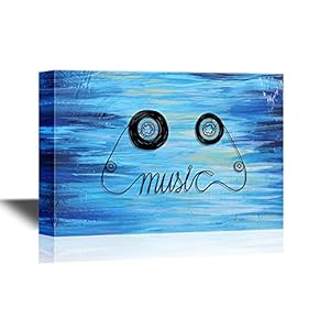 Music Canvas Wall Art - Vintage Cassette Tape Music Concept - Gallery Wrap Modern Home Art | Ready to Hang - 12x18 inches