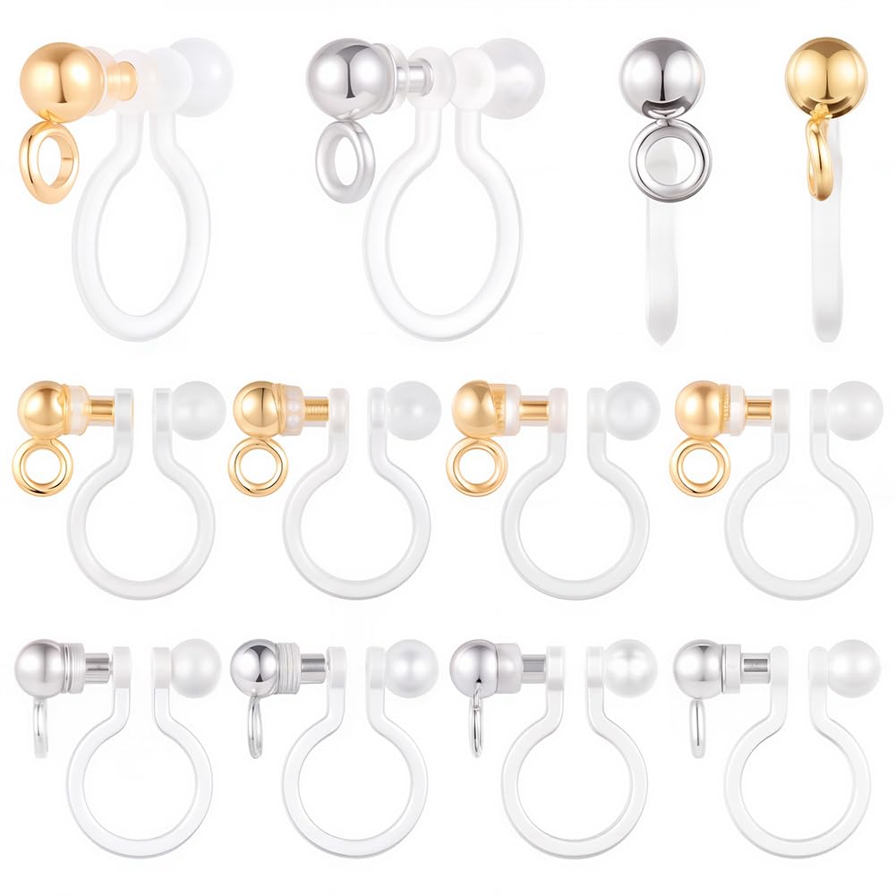 SUNNYCLUE 1 Box 20Pcs Clip on Earring Converter Transparent U Type Earring Cilps Stainless Steel Components Non-Pierced Painless Findings for Jewellery Making Accessories DIY Craft — image 1