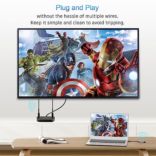 MpioLife Wireless HDMI Extender 5G - 4K Wireless HDMI/VGA Transmitter Receiver Kit, 164FT/50M Streaming Video for Laptop/Computer to Monitor/Projector/HDTV