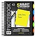 iScholar iQ 5-Subject Poly Cover Wirebound Notebook, College Ruled, 11 x 8.5 Inch Sheet Size, 200 Sheets, Cover Color May Vary (59906)