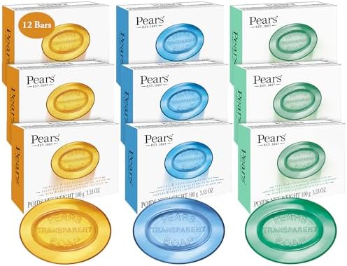 Pears Glycerin Soap Variety 12-Pack – Transparent Amber, Blue