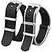 Randon Watch Bands NATO Strap Watch Straps Premium Ballistic Nylon Strap with Heavy Duty Stainless Steel Buckle 2 Pack (20mm, Black/Black&Gray)
