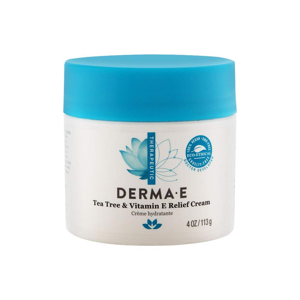 Derma E Tea Tree and Vitamin E Antiseptic Cream, 4oz, White, 113 g (Pack of 1)