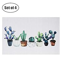ASmile Placemats Printing Washable Stain Resistant Non-Slip, PVC Cactus Decor Table Place Mats for Dining Room, Home, Party, Celebration, Kitchen Decor-Set of 4(Cactus Seven)