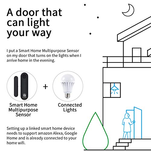 Smallest WiFi Door Windows Sensor Magnets Phone APP Control Doorbell Alexa Siri GoogleAssistant IFTTT Enabled Wireless Security Alarm Door Chime for Home Drawer Garage Office Burglar Alert Darkgray