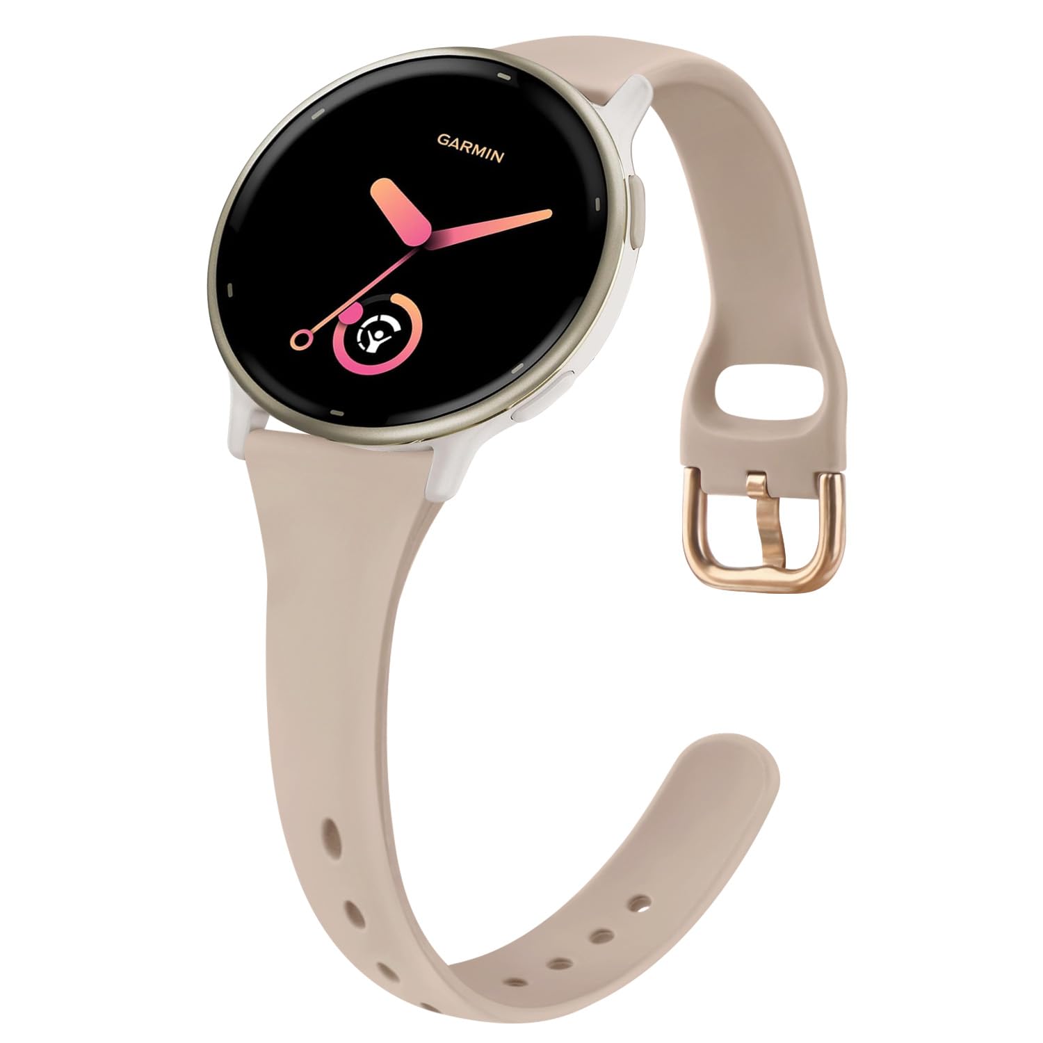 Slim Strap compatible with Garmin Vivoactive 5/Vivoactive 3/Forerunner 645/Forerunner 245 Strap, 20mm Soft Silicone Band for Garmin Vivoactive 3 Music/Vivomove 3/Forerunner 245/645 Music (MIlktea)