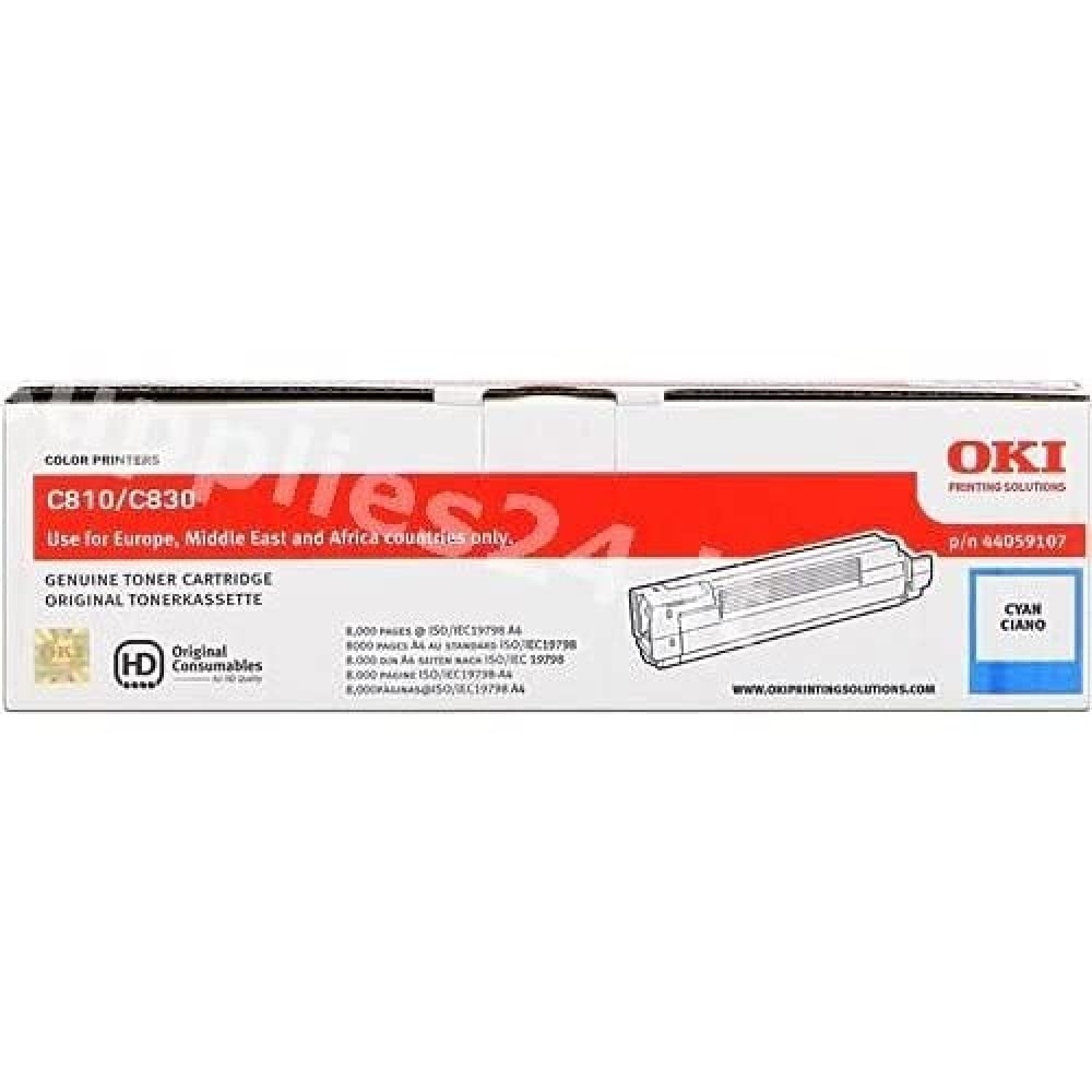 Oki Toner Cartridge for C810/C830 A3 Colour Printers (8000 Pages) - Cyan
