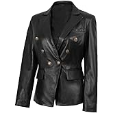 Blingsoul Leather Blazer Jacket Women - Double Breasted Leather Coats For Women
