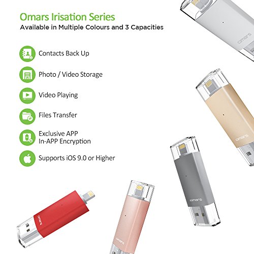 iPhone Flash Drive 64GB, Omars OTG USB 3.0 External Storage Memory Stick Adapter Expansion Compatible with iPhone, iPad, iPod, Mac and PC [Apple MFI Certified] (64G, Space Grey) - Thumbnail 3