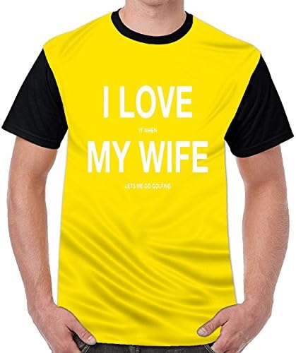 UMPursue I Love My Wife Men Casual O-Neck t-Shirts Top Blouse Shirt Yellow