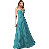 WILLHYDTF Spaghetti Straps Bridesmaid Dresses for Weeding Pleated Maid of Honor Dress Chiffon Long Evening Gowns