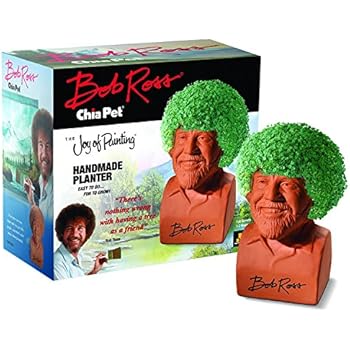 Chia Pet Bob Ross with Seed Pack, Decorative Pottery Planter, Easy to Do and Fun to Grow, Novelty Gift, Perfect for Any Occasion