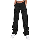 Lepunuo Cargo Pants for Women High Waisted Casual Pants Baggy Stretchy Wide Leg Y2K Streetwear with 6 Pockets