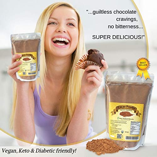 PURE NATURAL MIRACLES Cacao Powder Organic Raw, Unsweetened Cocoa, 2 lb