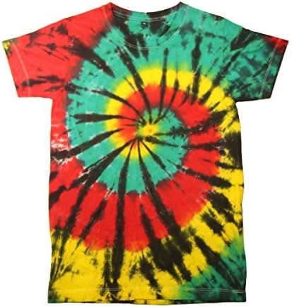 Tie Dye Tee T-Shirt Men Women Boys Girls Short Sleeve Colorful Spiral Jamaica (3XL)