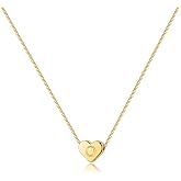 Turandoss Heart Initial Necklaces for Women Girls - 14K Gold Plated Heart Pendant Letter Alphabet Necklace Letter Initial Necklace Gifts for Girls Teens