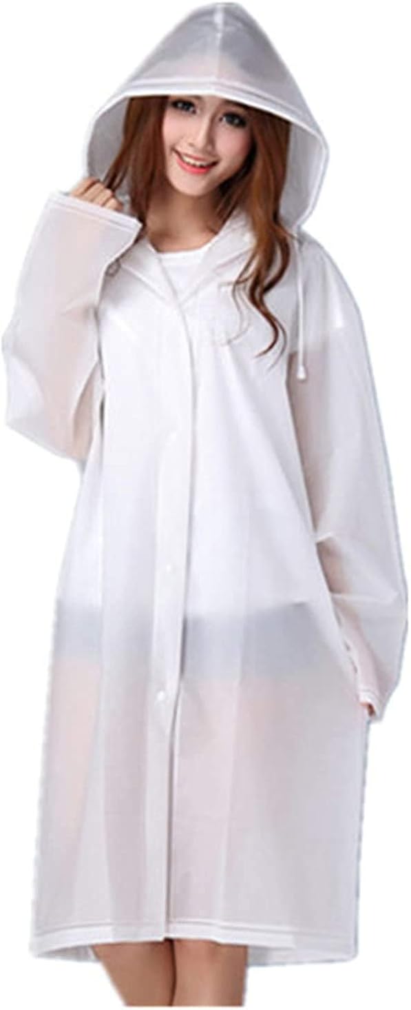 V3E Women's Long Waterproof Raincoat with Hood EVA Reusable Rain