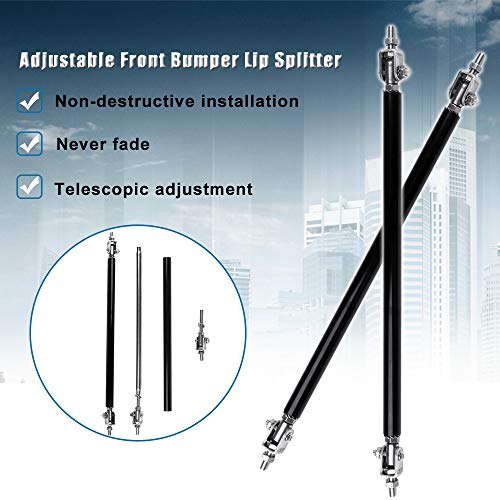 ECCPP Adjustable 7.87"-13" Black Front Bumper Lip Splitter Strut Rod Tie Support Bars Universal 2pcs