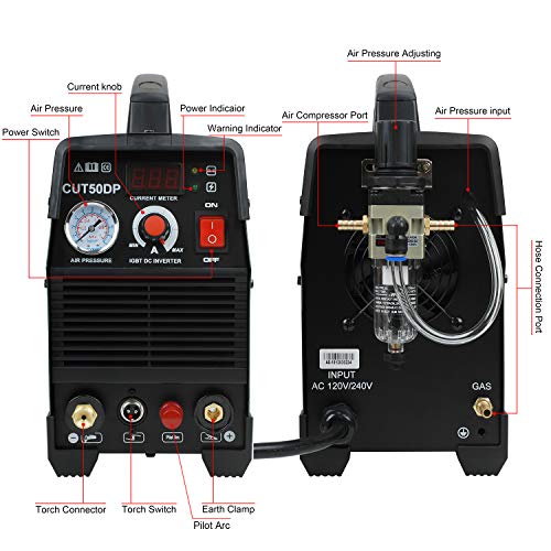 Pilot Arc Plasma Cutter, Cuwiny 50 Amp Dual Voltage 110/220v NonTouch