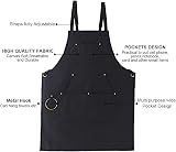 Darbermu Black Cotton Chef Apron Men Women 4 Pocket Adjustable Strap Cooking view 2