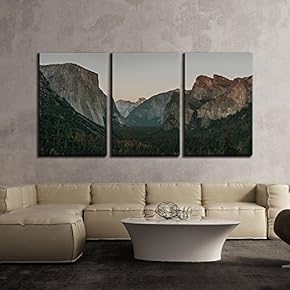 3 Piece Canvas Wall Art - Landscape of Mountains with Forest - Modern Home Art Stretched and Framed Ready to Hang - 16"x24"x3 Panels