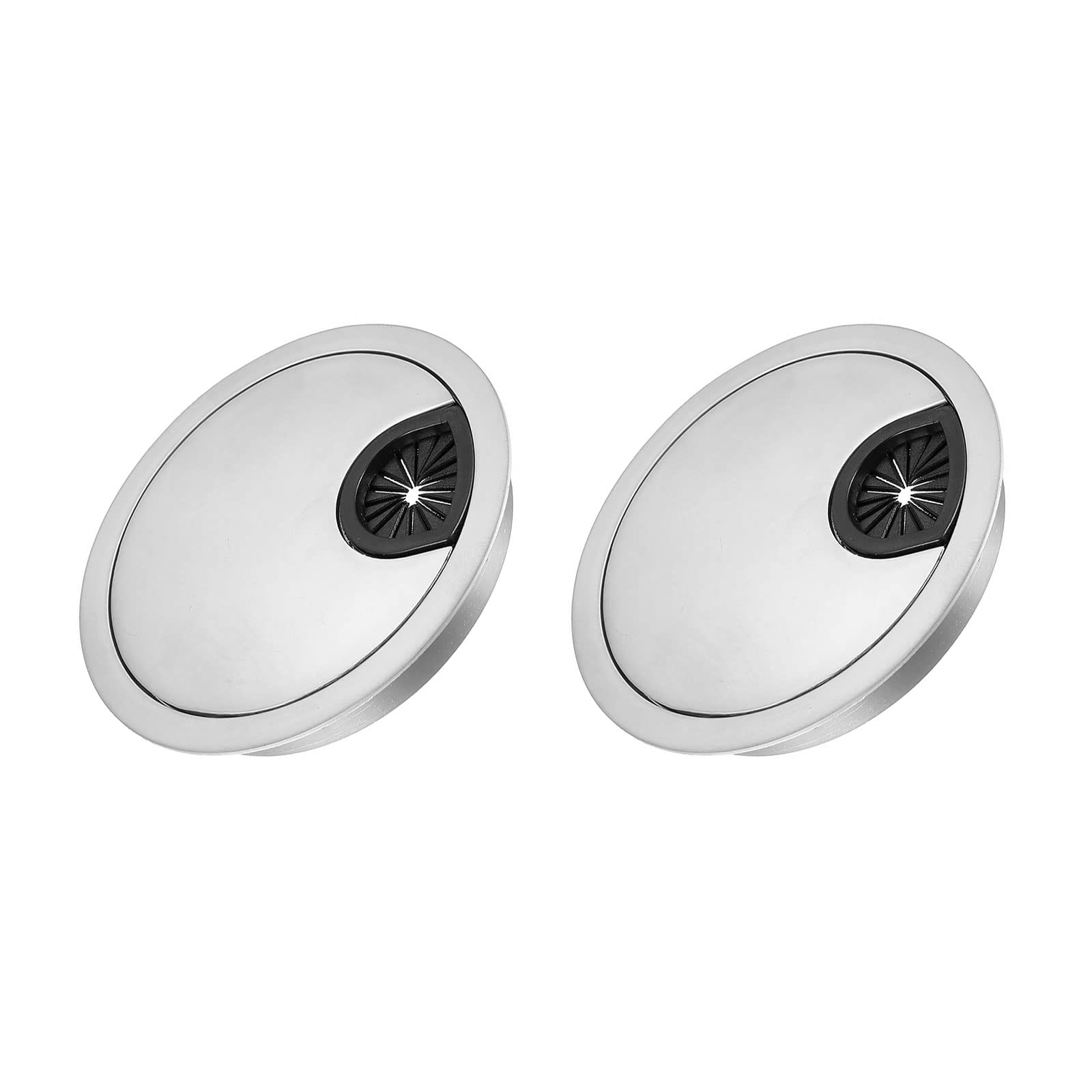 METALLIXITY Cable Cord Grommet (80mm/3.15") 2Pcs, Zinc Alloy Round Cable Hole Cover Wire Organizer - for Home Desk Cable Wire Management, Silver Tone
