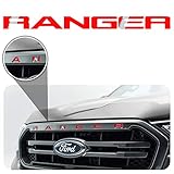 Bogar Tech Designs - Letter Inlay Overlay Decal Sticker Vinyl Letters for Front Hood Grille Compatible with Ford Ranger 2019, Gloss RED