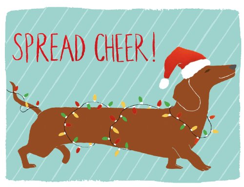 Dachshund Spread Cheer Holiday Embellished Notecards