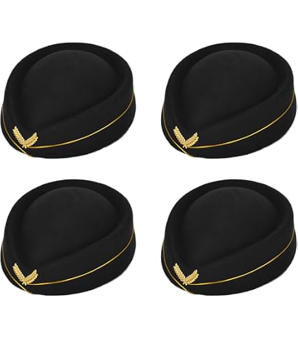 4-Pack Flight Attendant Hats Felt Stewardess Cap Beret for Costume Performance 71ehnwo-PcL._AC_SL1280_.jpg main image 4
