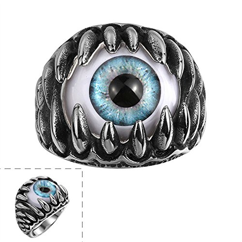 Arlumi Men's Gothic Dragon Claw Stainless Steel Ring with Devil Eye