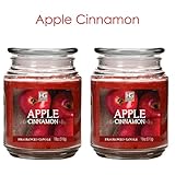 Aromatherapy Hosley Set of 2 Apple Cinnamon Highly Scented, 18 Oz EACH, Jar Candle. High Quality Wax Blend with Essential Oil. Ideal GIFT for party favor, weddings, Spa, Reiki, Meditation.