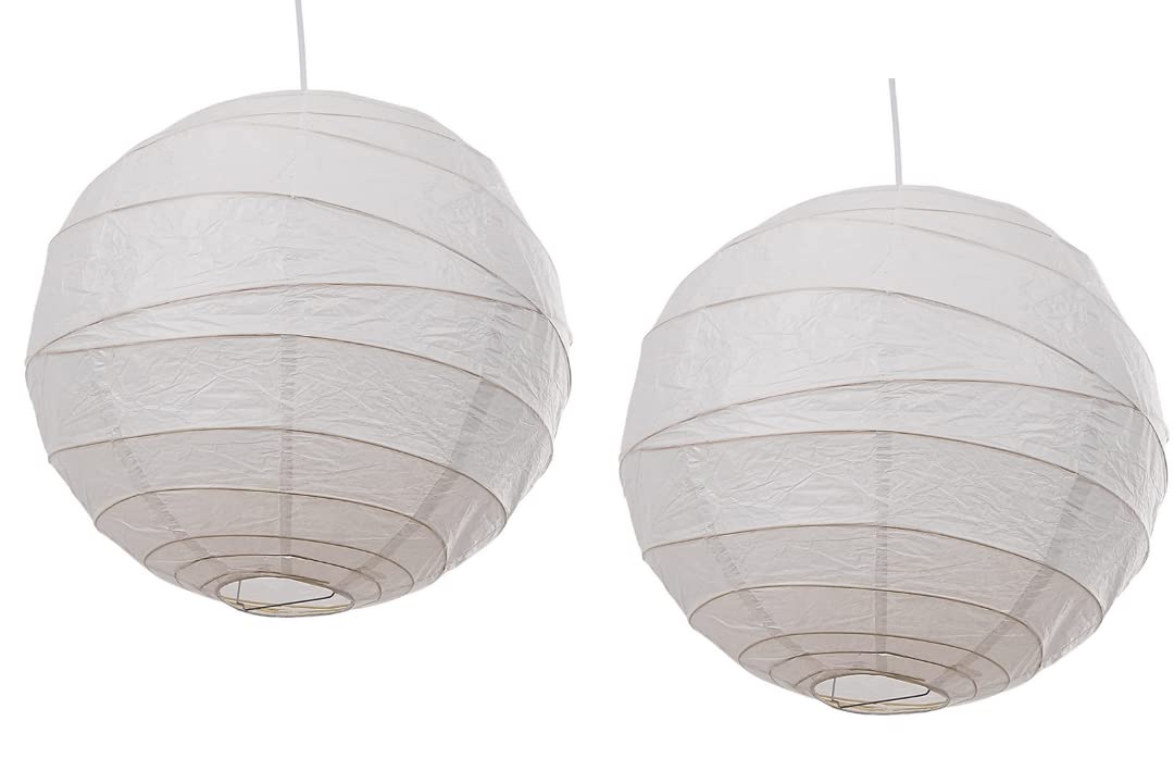 Pack of 2 Large 40cm Irregular Bamboo Lantern, Paper, White - Lampshades for Bedrooms, Living Rooms, Students, Weddings (2)