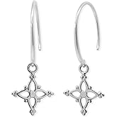 Boma Jewelry Sterling Silver Bohemian Star Pull Though Backless Hoop Earrings