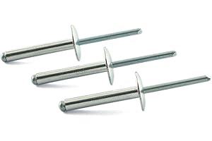 HJ Garden 60pcs Large Flange Aluminum Blind Rivet 3/16x1-3/16inch(4.8x30mm) Self-Plugging Open End Decorating Fastener Nails Pop Rivets Core Pulling Rivets Grip Range 3/4-1 Inch(19-25mm)