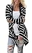 Relipop Women Black and White Striped Long Cardigan Loose Jacket (Large, Black and White)