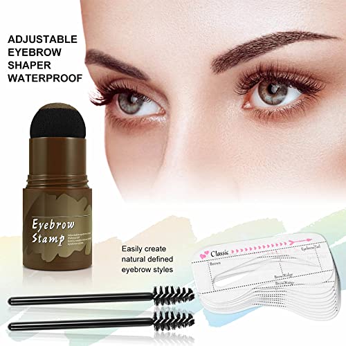 Eyebrow Stamp Kit Waterproof with 10 Reusable Eyebrow Stencil, Lasting, Dark Brown
