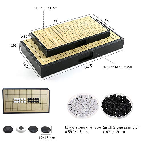 Go Game Set 19x19 Chinese Chess Set 11Inch/28cm Portable with