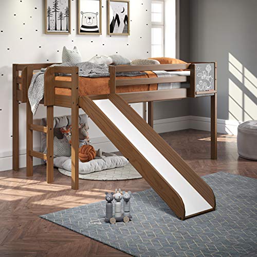 Cindy Kids Loft Bed with Slide, Twin Loft Bed with Slide, Toddler Loft