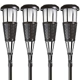 Newhouse Lighting Solar Flickering LED Island Torches, Dark Chocolate, 4-Pack