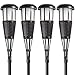 Newhouse Lighting Solar Flickering LED Island Torches, Dark Chocolate, 4-Pack