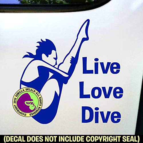 LIVE LOVE DIVE Springboard Female Diver Diving Vinyl Decal Sticker A