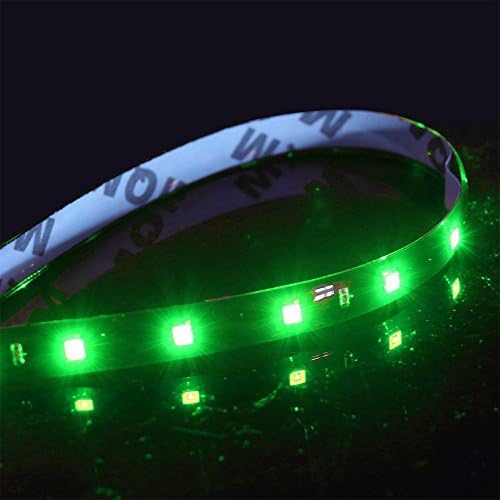 2x Green LED Strip 1ft Long Flexible With Adhesive Tape Backing 12V DC Powered