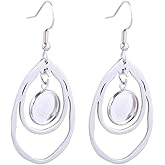 Reidgaller 20pcs Stainless Steel Teardrop Earring Setting Blanks 10mm Round Cabochon Base Trays Diy Bezels For Jewelry Making