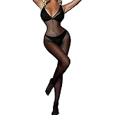 ZCGFKANYU Bodysuit Full Body Stockings for Women Halter Neck Bodystockings Nylon One Piece Bodysuit Tights