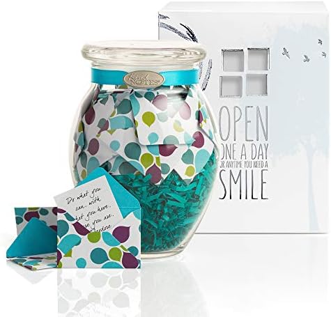 KindNotes Glass Keepsake Gift Jar with Away to College Messages - Colorful Splash Design