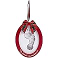 Pearhead Babyprints Double-Sided Christmas Photo Ornament with Clean Touch Ink Pad, Baby's First Christmas Holiday Keepsake Ornament, Newborn Handprint or Footprint Kit, 2 Sided, Red